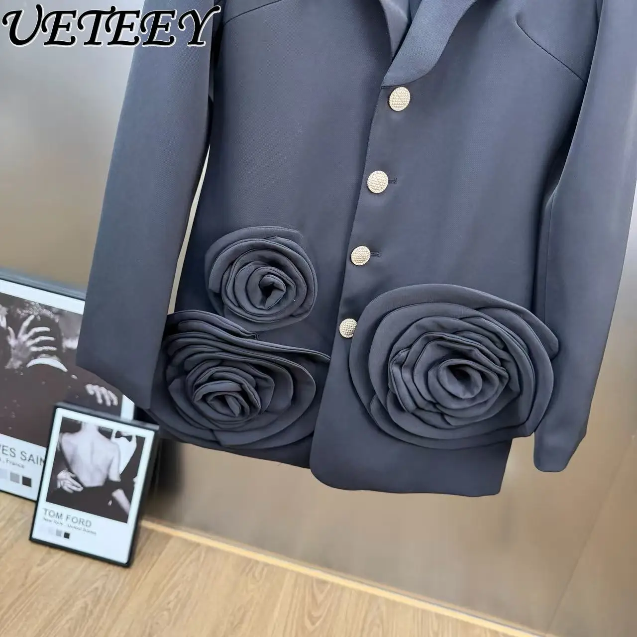 2026 الربيع ضوء فاخر أنيق نمط ثلاثية الأبعاد زهرة السترة معطف الراقية يشعر مزاجه المرأة تنوعا بلون دعوى #6