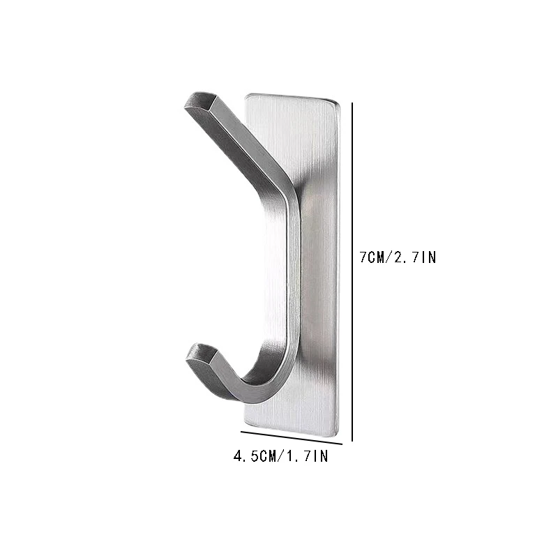 2PC 304 stainless steel home storage hooks behind the door coat and hat hooks free of punching bedroom wall hanging wall hangers