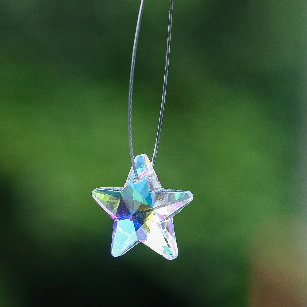 5PCS Dazzling AB Pentagram Glass Crystal Pendant Indoor Curtain Lighting Accessories Decoration DIY Crystal Jewellery Loose Bead