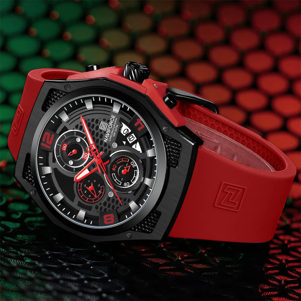 NAVIFORCE 8051 Nuovo Cronografo Sportivo Orologio da Uomo Top Brand Militare al Quarzo in Silicone Impermeabile Orologio da Uomo d'affari Reloj Hombre