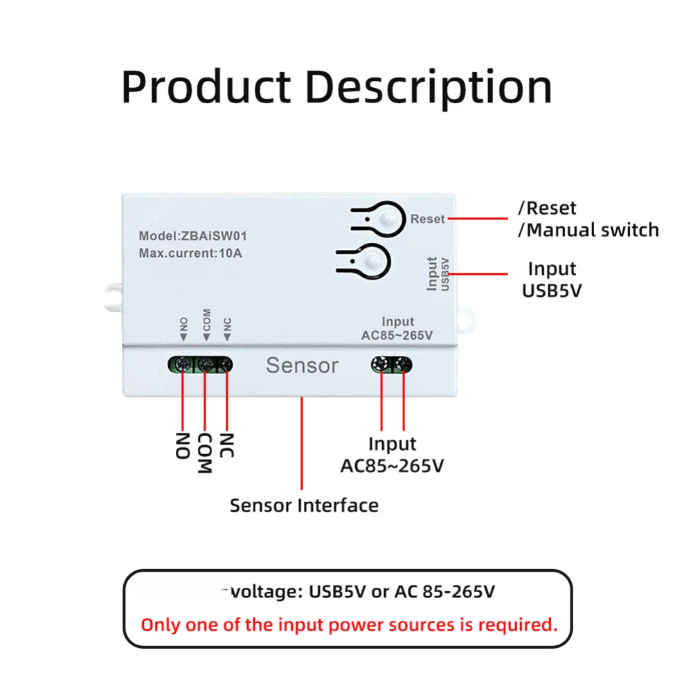 For Zigbee- Temp Control Switch AC85-265V Input Dry Contact 10A Load Waterproof Sensor Wireless Monitor For Greenhouse Incubator