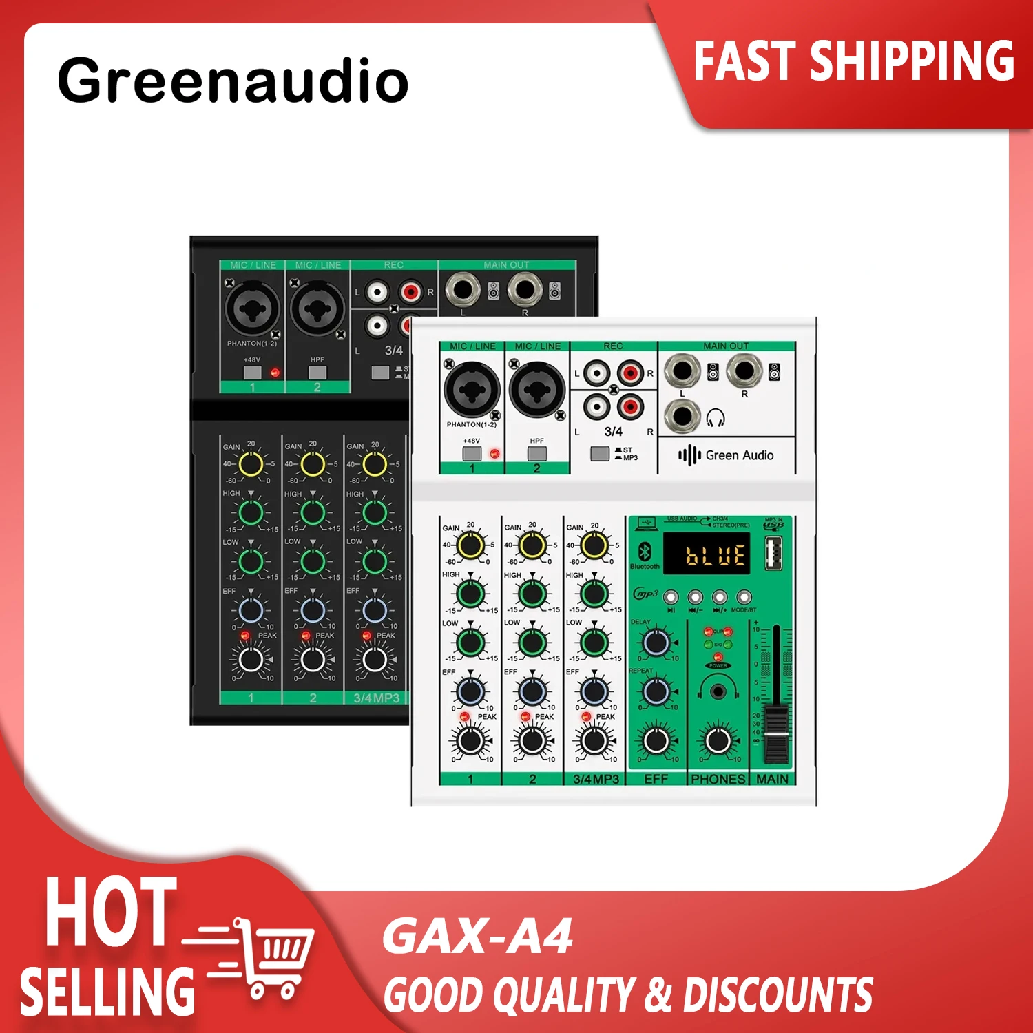 GAX-A4 Mezclador de consola de Audio de sonido profesional de 4 canales Efector USB Controlador de escenario Mezclador de Audio Dj para estudio en casa