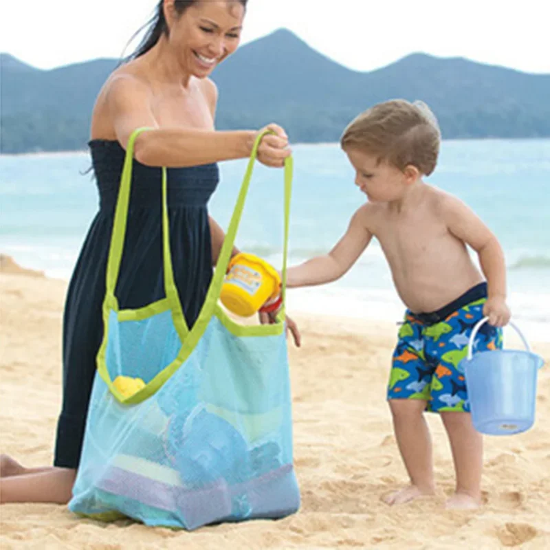 Kinderen Extra Grote Strand Mesh Speelgoed Tas Kinderen Opvouwbare Zand Weg Net Tote Outdoor Netto houder Waterdichte Doek Zand Speelgoed Opslag