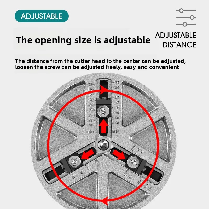 Wiertło uniwersalne regulowane do drewna, płyt gipsowo-kartonowych, plastiku i aluminium, 45-130 mm, do wiertarki elektrycznej.