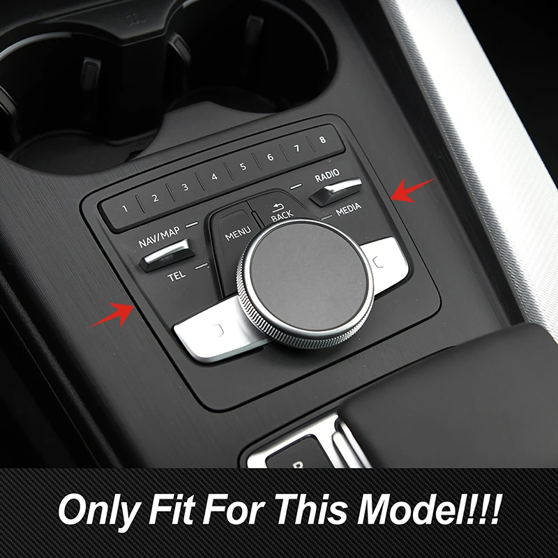 For Audi A4 B9 2017-2021 Car Styling Center Console Multimedia Frame Decoration Stainless Steel Interior Accessories Cover Trim