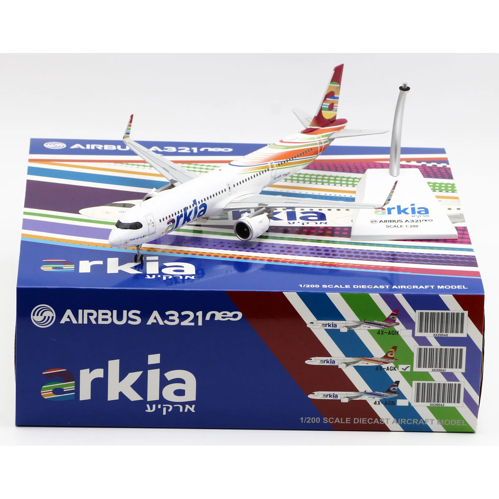 

XX20041 Alloy Collectible Plane Gift JC Wings 1:200 Arkia Israeli Airline Airbus 321NEO Diecast Aircraft JetModel 4X-AGK