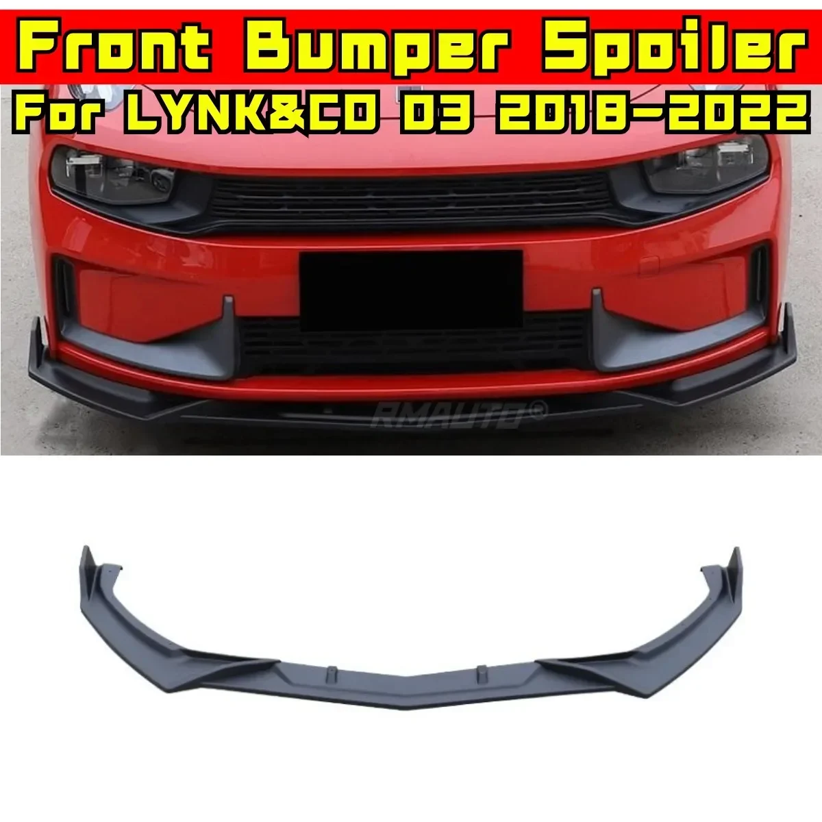 For LYNK&CO 03 2018-2022 Car Front Bumper Lip Splitter Diffuser Spoiler Body Kit Bumper Protector Guard Cover Modification Part