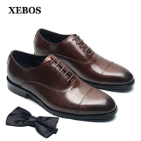 Genuine Leather Handmade Men's Oxford Dress Shoes Cap Toe Lace-Up Classic Business Office Shoe Wedding Party Formal Shoes Man