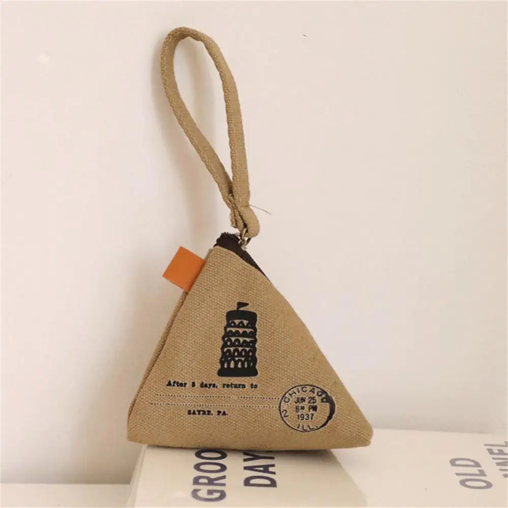 Creativo retrò Zongzi Zero borsa femminile Mini Canvas Art coreano carino portamonete portachiavi portafoglio auricolare custodia con cerniera