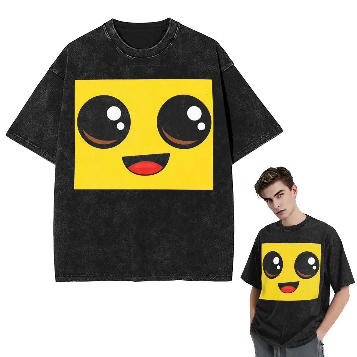 Streetwear T-Shirts Banana Peely Battle Royale Character Washed T Shirt Short Sleeve Hip Hop T-Shirt Tops Tees for Men Women