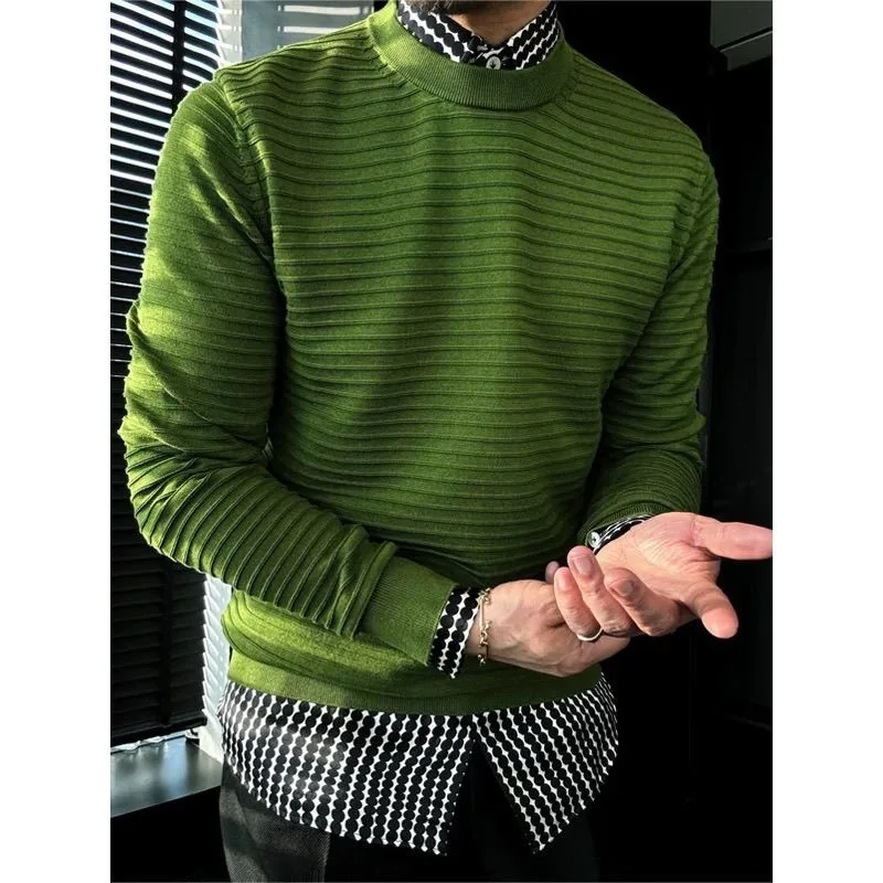 

Мужская трикотажная футболка Long Sve, облегающий круглый свитер с базовым слоем, универсальная повседневная зимняя одежда из полиэфирного волокна