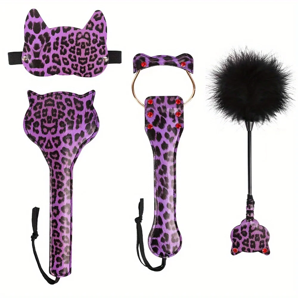 

BDSM Bondage Sex Toys for Couples Restraint Set Leopard Hollowed Paddle Slave Tickler Blindfold Spanking Game Exotic Accessories