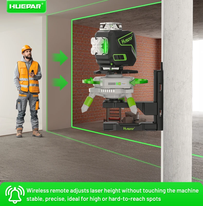 Adaptador de accesorios de nivel Huepar AT5, base giratoria de nivel láser ajustable eléctrico con control remoto y montaje de rosca de 1/4 '',5/8''
