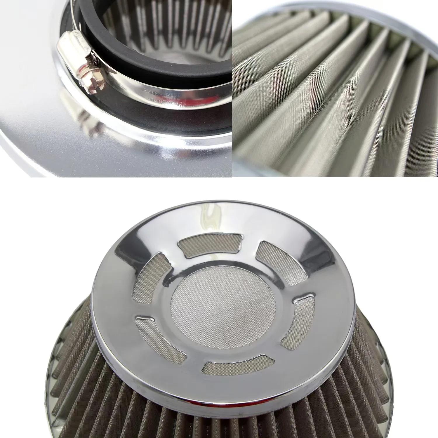 The air filter can be cleaned and reused for high flow engines. The intake is modified with a stainless steel mesh filter