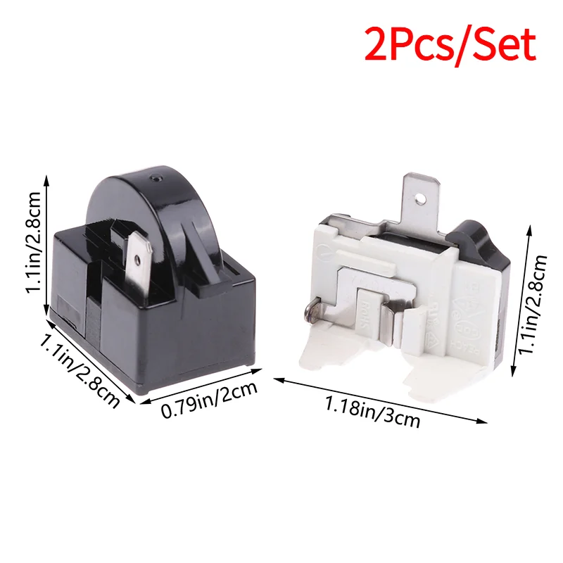 2Pcs/Set Refrigerator Compressor PTC Start Relay Refrigerator Starter Overload Protector 1/2 Pin 15  1/6H Replacement Protector‘