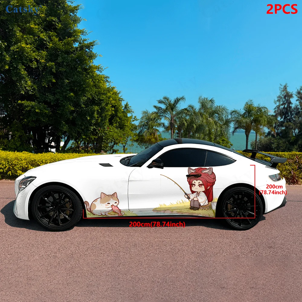 

Antique style kitten demon Car Side Car Wraps, Self-Adhesive PVC Waterproof & Scratch-Resistant Stickers, Car Accessory Gift