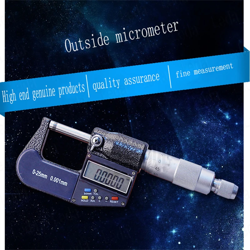 

1Pcs Digital Display Micrometer 0-25mm 7-Key Wall Thickness Digital Micrometer High Precision Electronic Outer