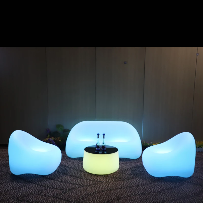 

Luminous Outdoor Entertainment Bar Furniture Set Creative Leisure Tea Table Sofa Chair with an Combination Outdoor Booth Stool