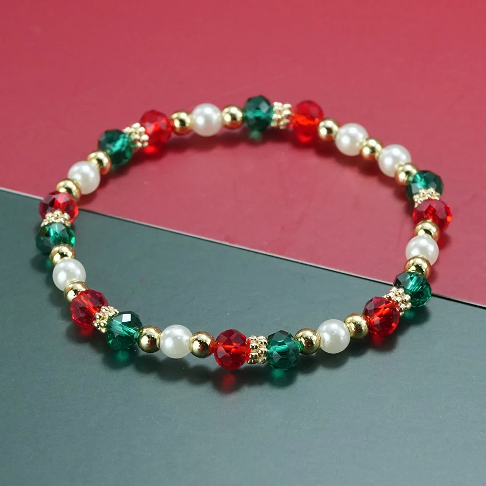 Noter Stylish 3Pcs Christmas Decoration Bracelet Unisex Handmade Santa Claus Snowman Cane String Braslet Luxury Beaded Braclet