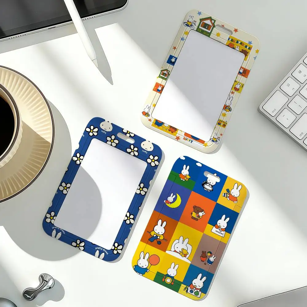 Cartoon M-miffy Card Holder Work Permit Access Bus Subway Cards Protective Sleeve