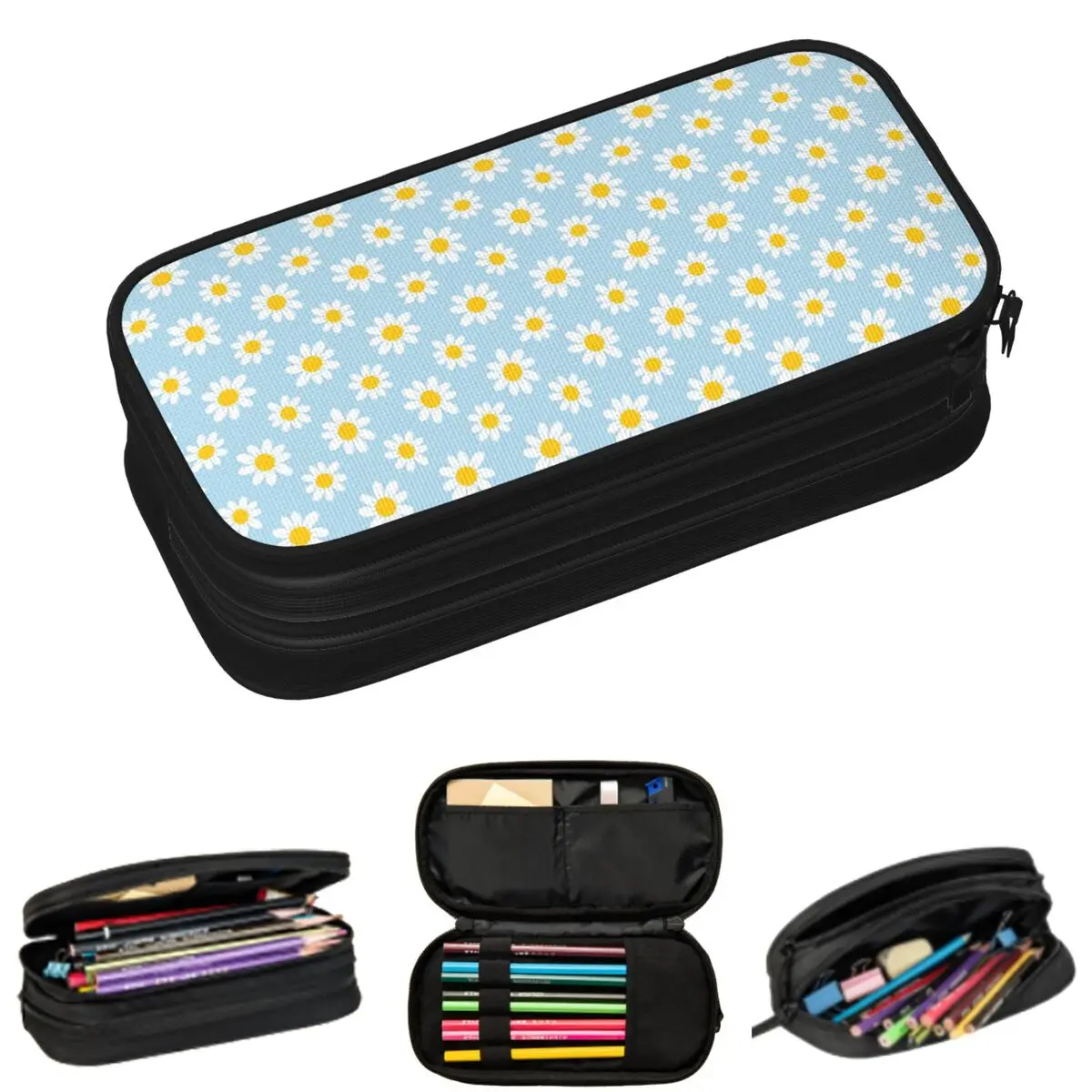 

Daisy Themed Petal Pattern Pencil Cases for Student Gifts Pen Box Pencil Bag Large Capacity Pencil Pouch
