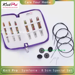 Knitpro Symfonie 8.5cm Wood Interchangeable Circular Needles Set With 360° Swivel Cable Knitting Spokes Kit Tools