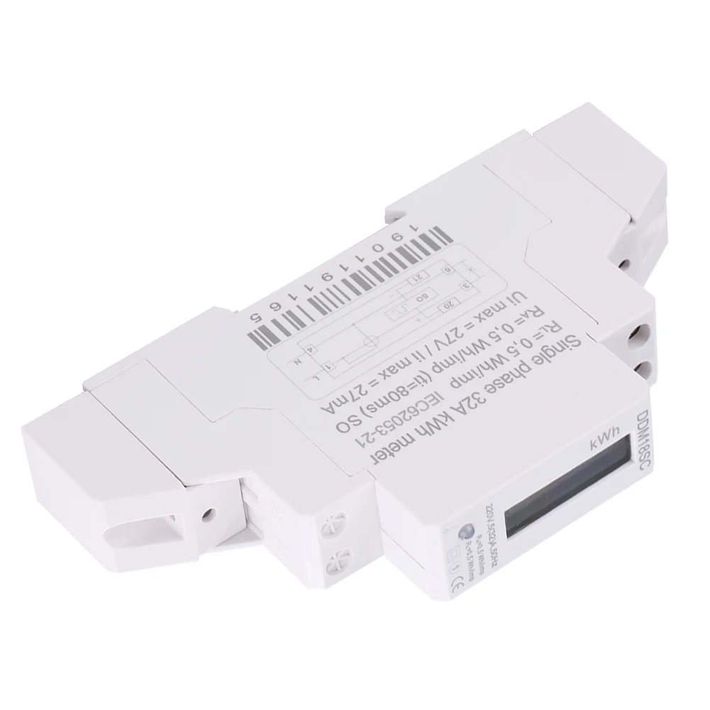 Electricity Meter Din Rail Energy Meter 1P LCD Digital Display Single Phase Din Rail Electricity Power Consumption Energy Meter