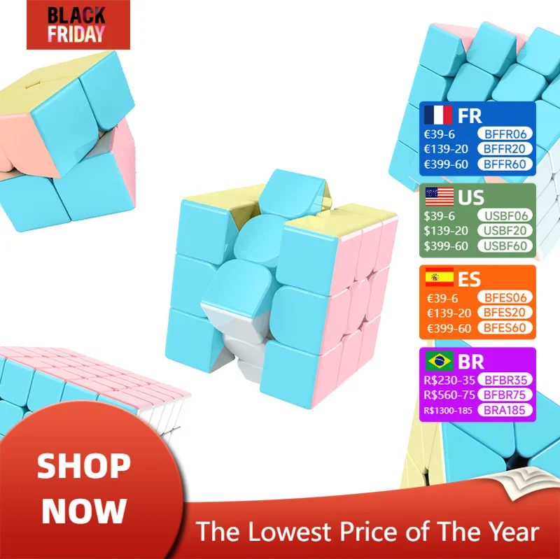 [JudyCube] MoYu MeiLong Macaron Magic Cubes 2x2 3x3 4x4 5x5 Pyramid Stickerless Puzzle Fidget Toys Cubo Magico Children's Gifts