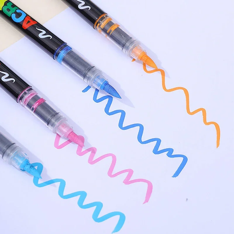 12-60 Farben Acryl-Marker, Malstifte mit weicher Pinselspitze, wasserfeste Farbstifte für Steinmalerei, Holz, Stein, Glas, DIY-Bastelarbeiten – Detail 7