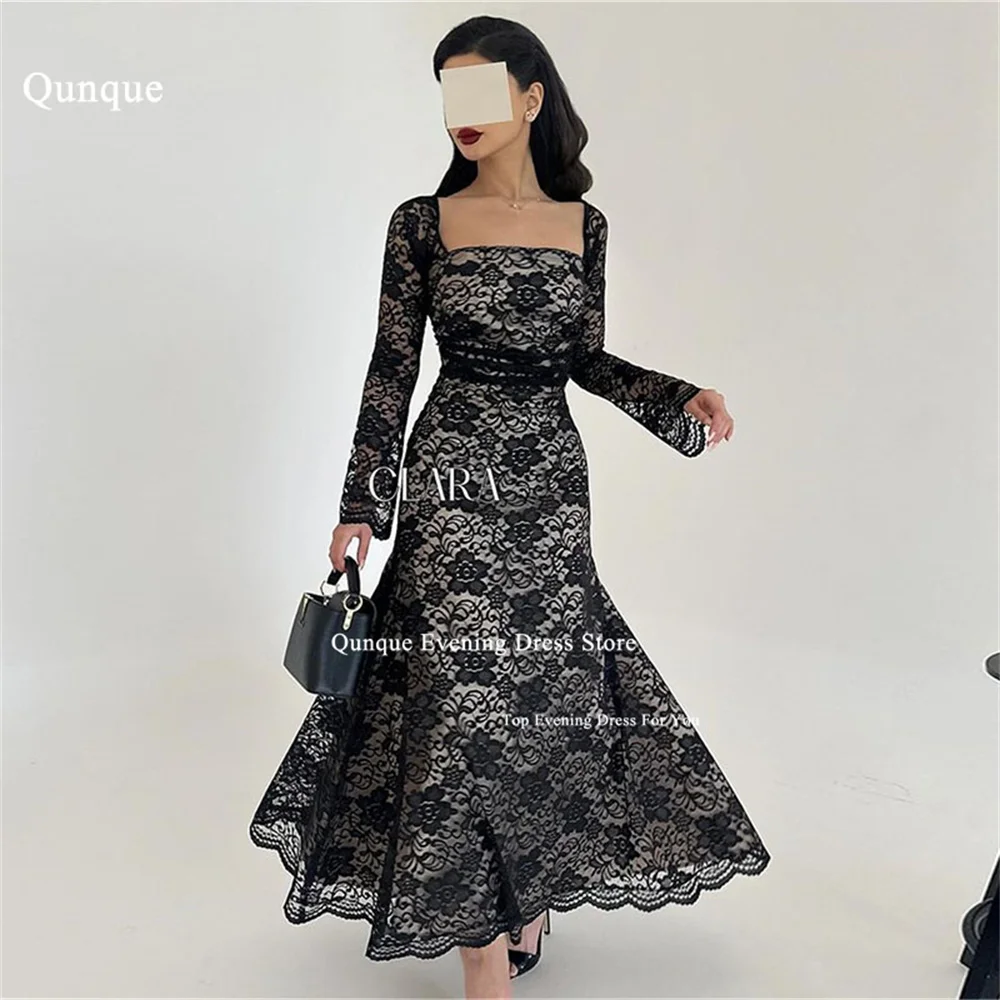 

Qunque Saudi Arabia Evening Dresses Long Sleeves Mermaid Dubai Luxury Dresses Women 2024 Lace Up Back Elegant Abend Kleid Luxus