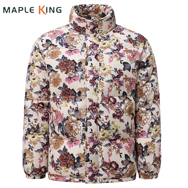 

Парки с цветочным принтом, куртки Hombres для мужчин и женщин, зима 2025 года, винтажные теплые толстые хлопковые стеганые куртки Jaqueta Masculina, унисекс, пуховики