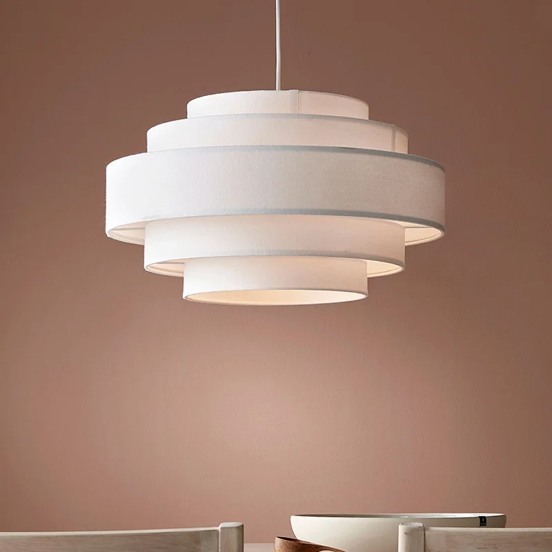 

Nordic Cream Style Fabric Pendant Lights Bedroom Restaurant Clothing Store Living Room Dining Table Indoor Hanging Lamp Lighting