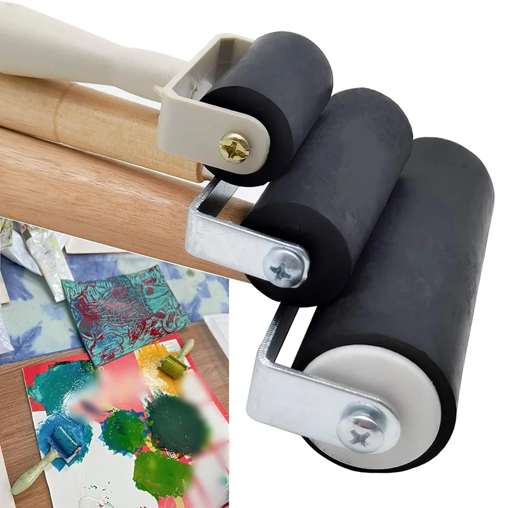 8Pcs Rubber Brayer Set Versatile Ink Rollers For Printmaking & Crafting Handmade Professional Painting Rollers Mat Tool