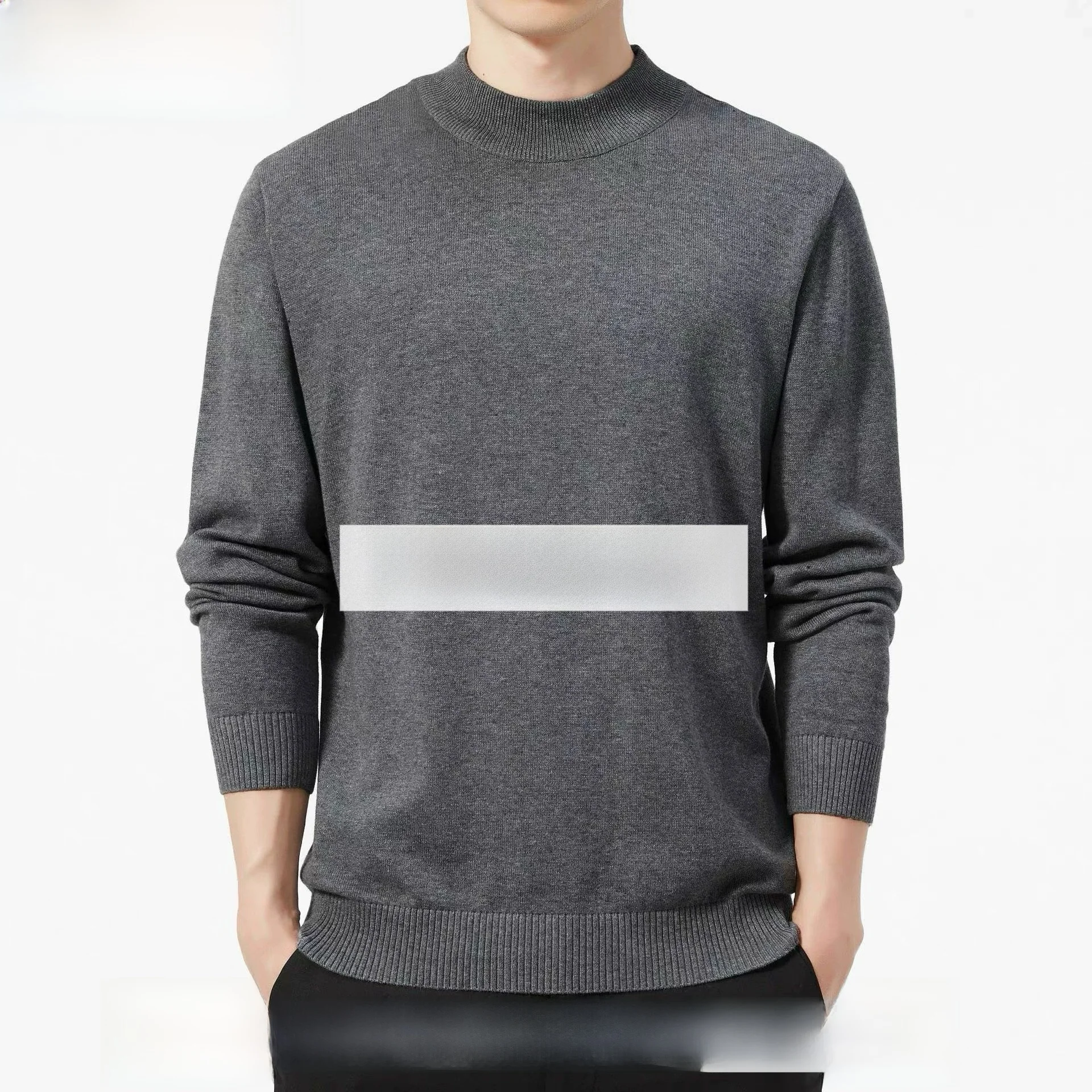 

Men's Pure Cotton Long Sve Pullover Sweater Thi Autumn Winter Knitted irt f High Collar Base Layer Casual Basic Sle