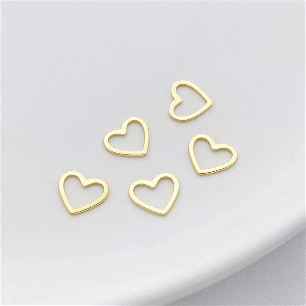 14K Gold-plated Hollow Curved Heart Pendant Handmade Diy Bracelet Necklace Earrings Jewelry Accessories Q028