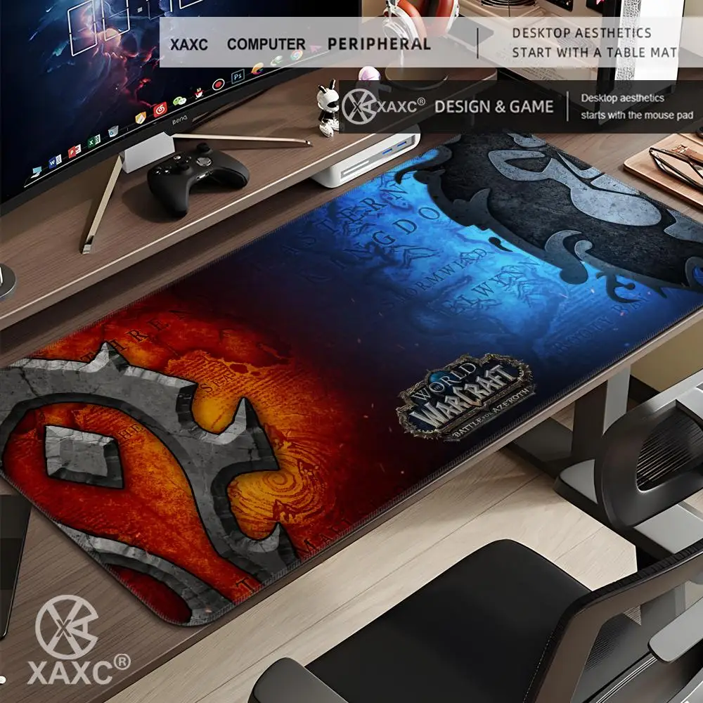 W-World Of W-Warcraft Mouse Pad Large Keyboard Mouse Desk Pad XXL Non-Slip Rubber Gaming Mouse Pad Laptop Mouse Carpet HYBXXC