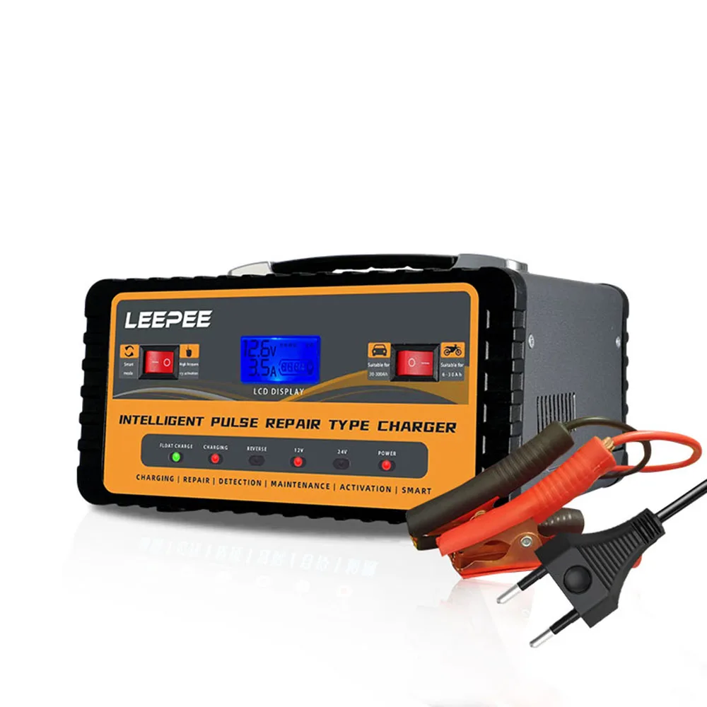 

For Car SUV Motorcycle Truck Intelligent Pulse Repair Car Battery Charger 12V 24V 300Ah Digital LCD Display Multiple Protection
