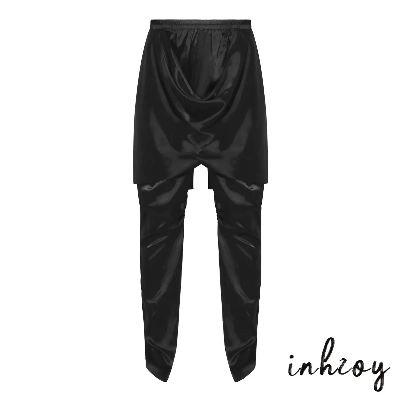 Arab Indian Dance Outfit Cross Wrap Front Ruched Dhoti Pants for Men Satin Harem Trousers for Halloween Theme Role Play Party