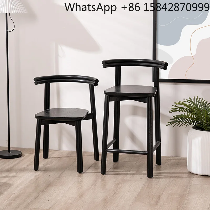 Nordic Italian simple solid wood bar chair