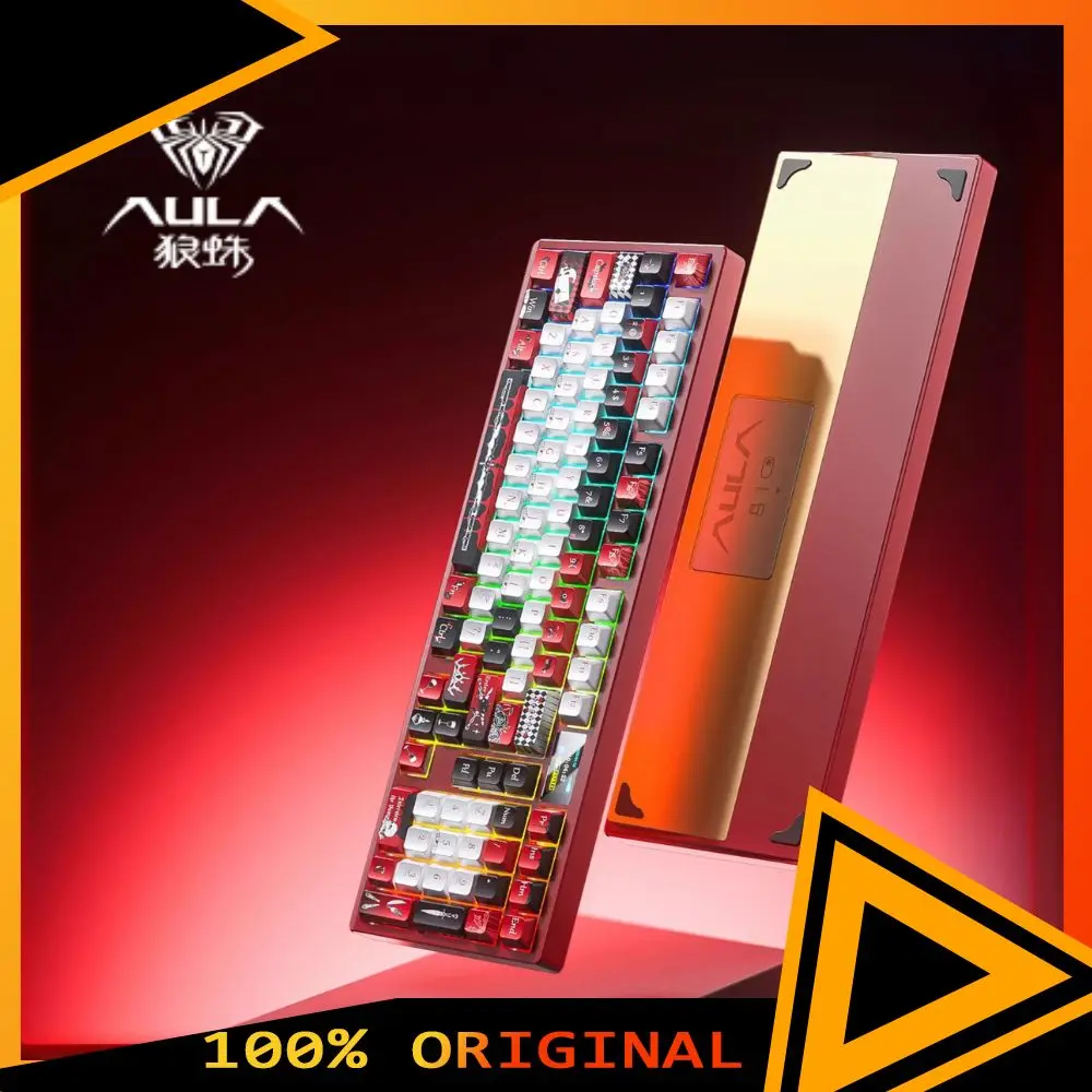 

AULA Fire100 Mechanical Keyboard 3Mode Aluminum Alloy Gaming Keyboard 8000mAh Gasket RGB Hot Swap Gamer Accessory With Screen
