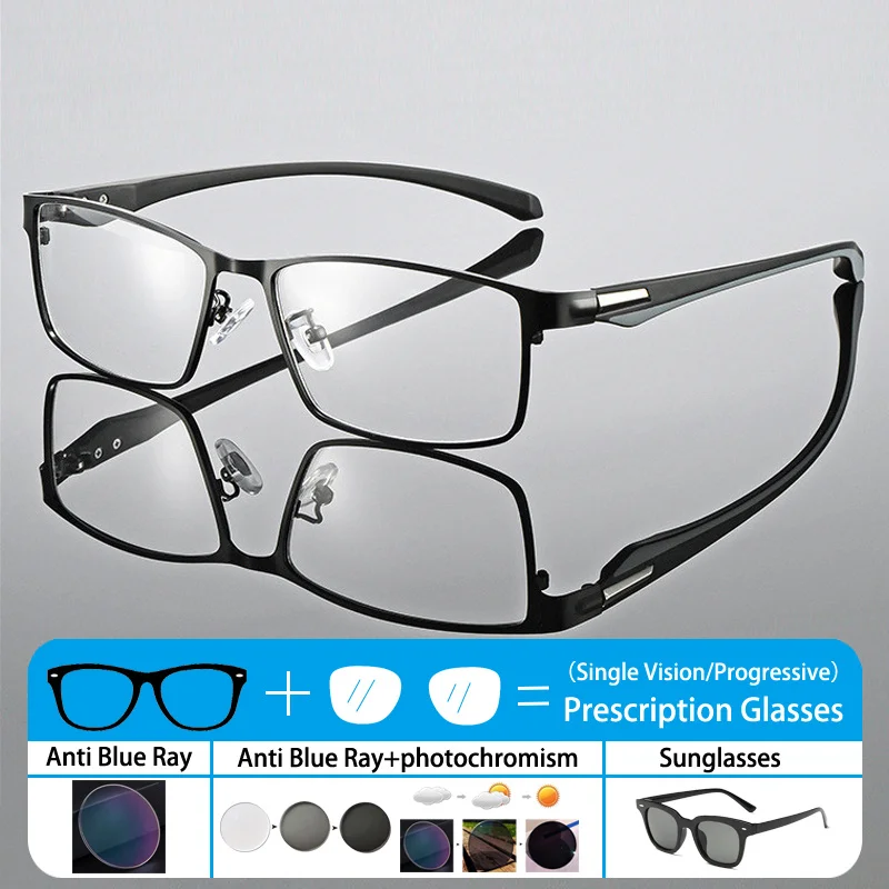

Titanium Men Square Frame Hyperopic Photochromic Anti Blue Ray Women Sunglasses Presbyopic Short Astigmatism Amblyopia Glasses