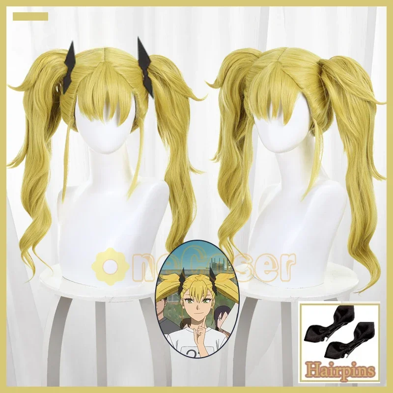 Kikoru Shinomiya Cosplay Wig Anime Kaiju No.8 Yellow Blonde Hair with Hairpins Heat-resident Fiber Hair Wig Cap Halloween