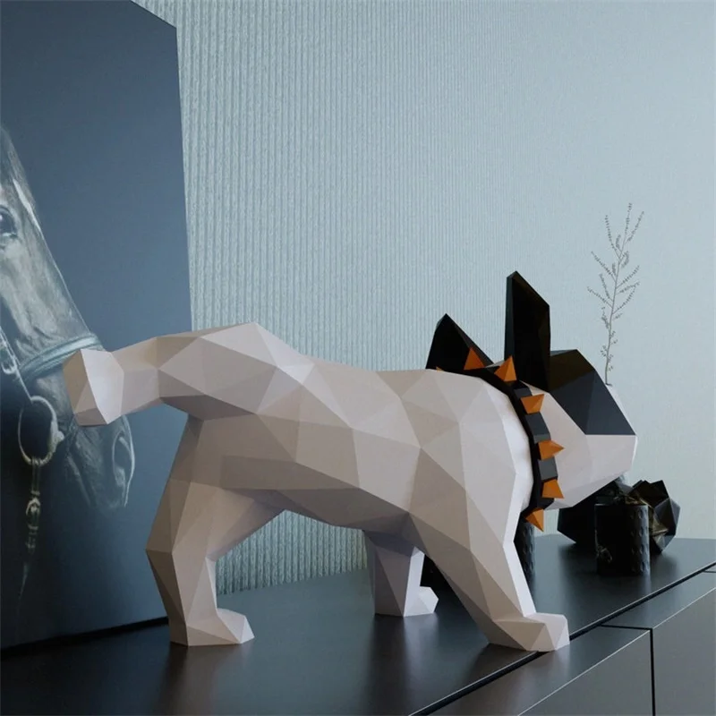 Peeing bulldog Paper model 3D DIY Desk Ornament Spoof Home Decor Animal Art Papercraft Handmade Low Poly Origami Creative Toys