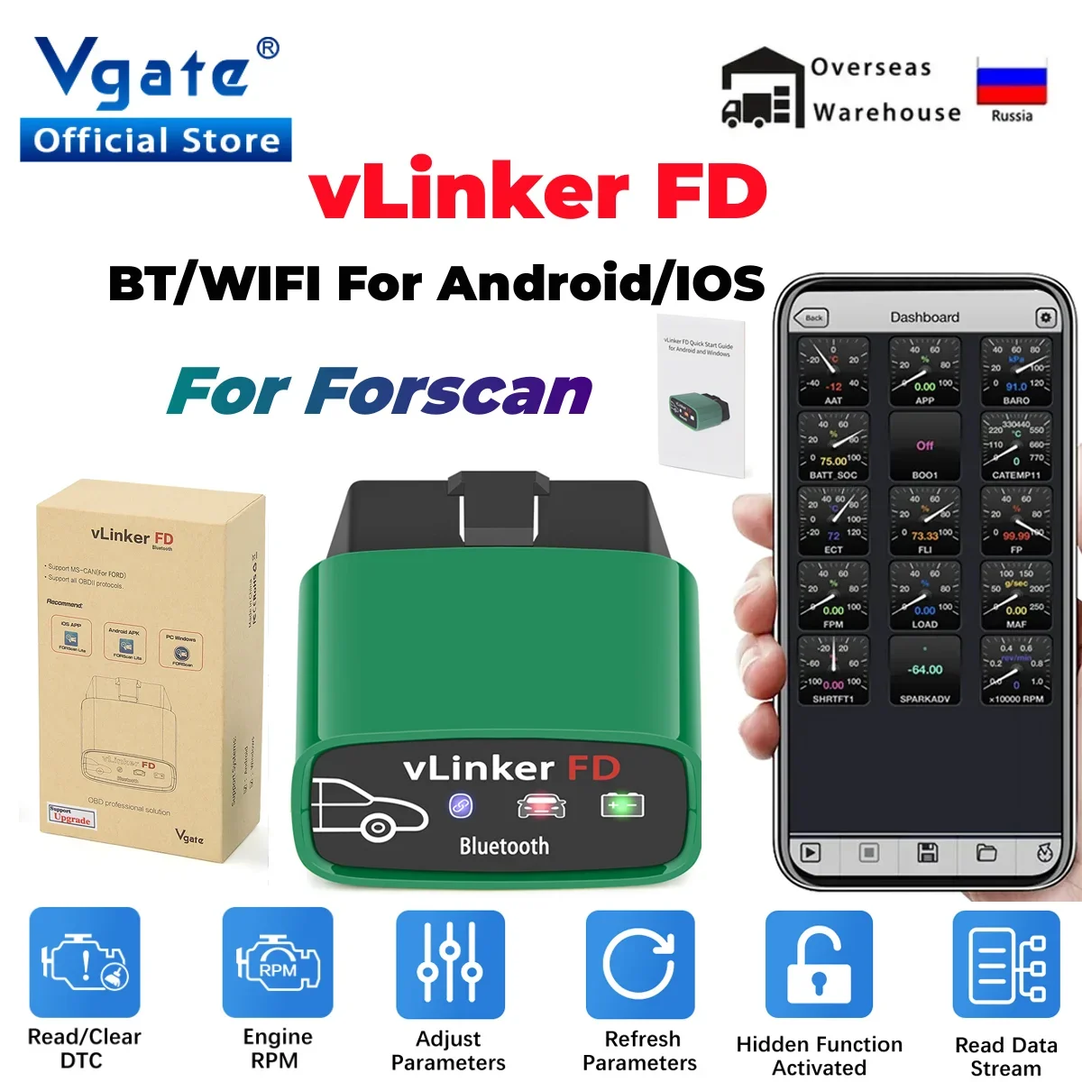 Vgate vLinker FD ELM327 FORScan For Ford wifi Bluetooth 4.0 OBD2 Car Diagnostic Auto Tool OBD 2 Scanner J2534 PK ELM 327  V 1 5