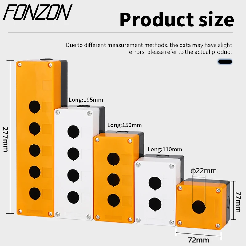 

22mm Waterproof Dustproof Button Box Switch 1/2/3/4/5 Holes White/Yellow Enclosure XB2 LA38 Button Buzzer Indicator Light
