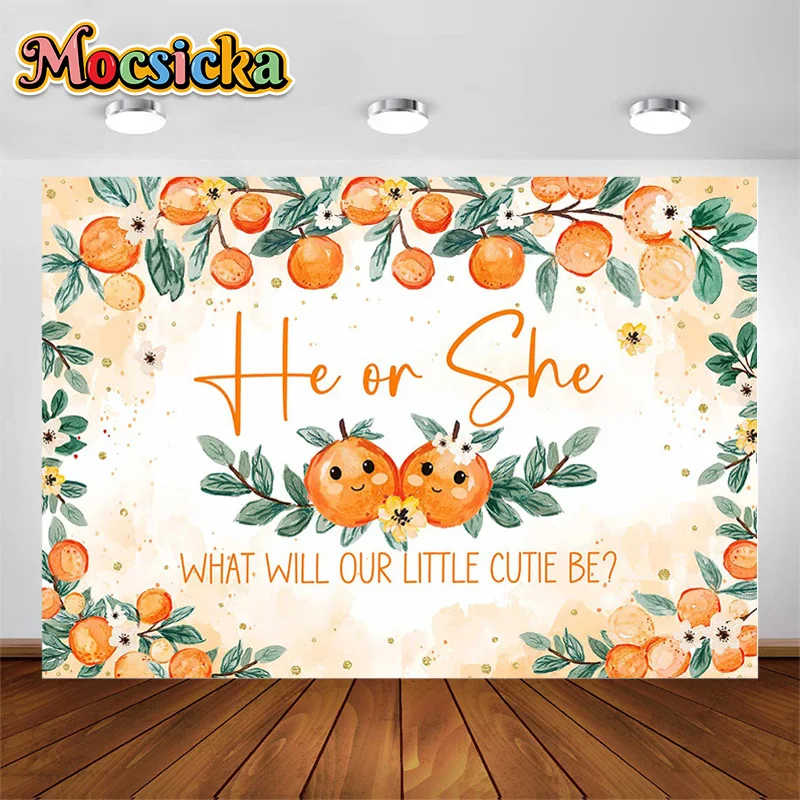 

Fall Orange Background He or She Flower Children Portrait Photo Photography Props Gender Reveal Party Decoration Backdrops