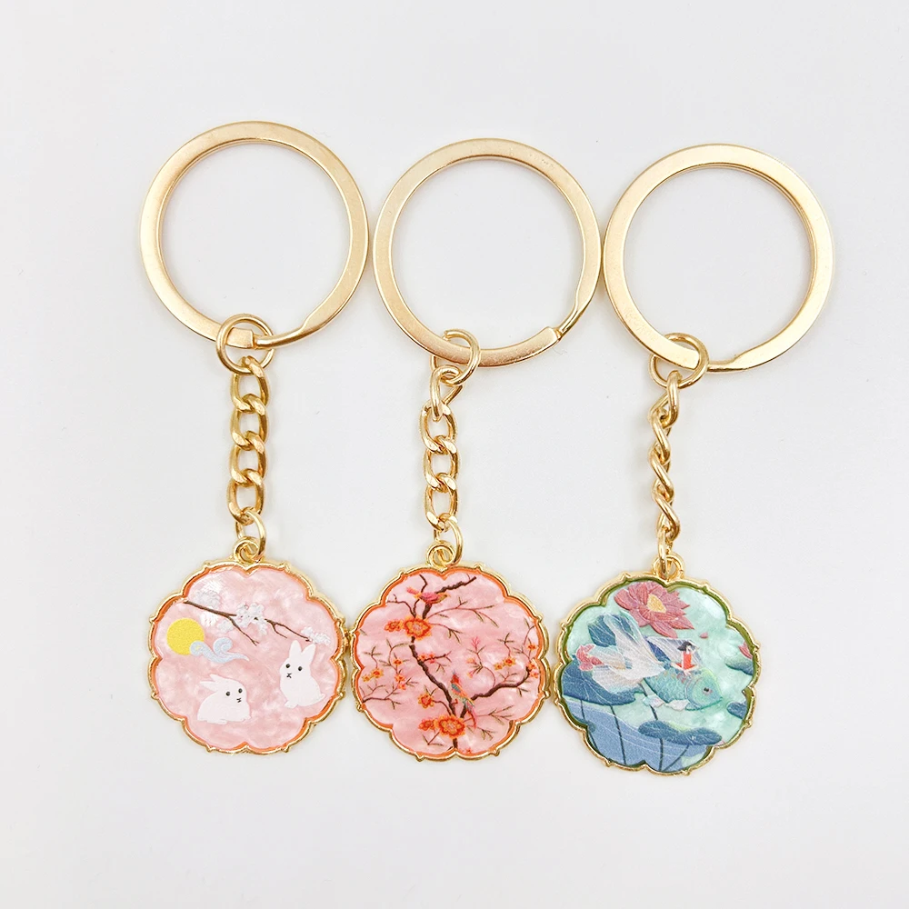 New Fashion Koi Lotus Rabbit Plum Blossom KeyChain Key Chain Car Keyring Women Child Gift Jewelry