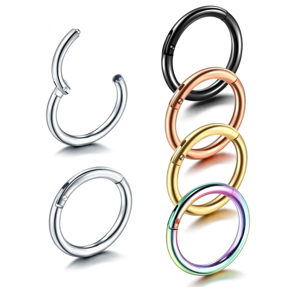 1PCS G23 Surgical Steel Septum Piercing Clicker Jewelry 16G Nose Hoop Piercing Lot Labret Cartilage Helix Piercing Nose Rings