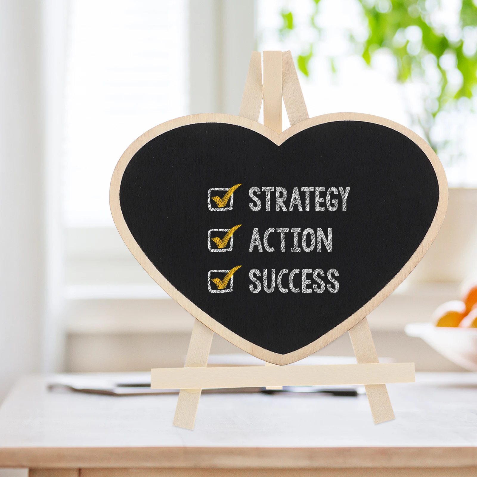 1pc Wooden Vertical Display Board Chalkboard Sign Mini Wood Tabletop Chalkboard With Base Message Notice Decor Home Photo Prop