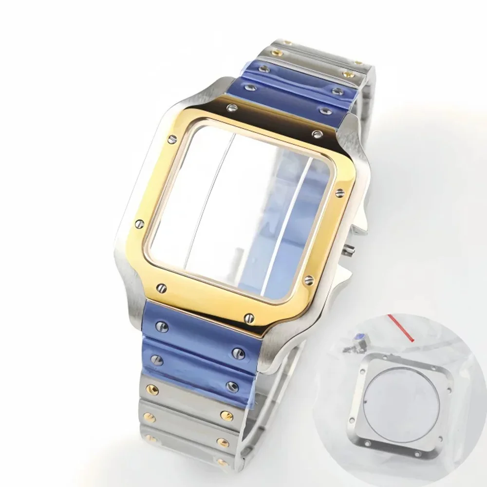 Mod Santo NH35 Case and Strap Set Santo Case Fit For 7S26 NH35 NH36 Watch Case Transparent Back Cover Case Bracelet Kit